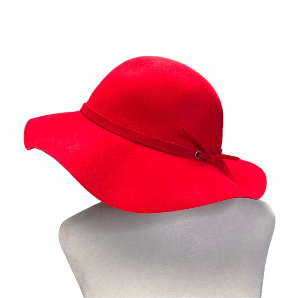 Scala Red Wool Wide Brim Floppy Hat Felt Boho 70s Sun Hat Women's OS - Picture 3 of 4